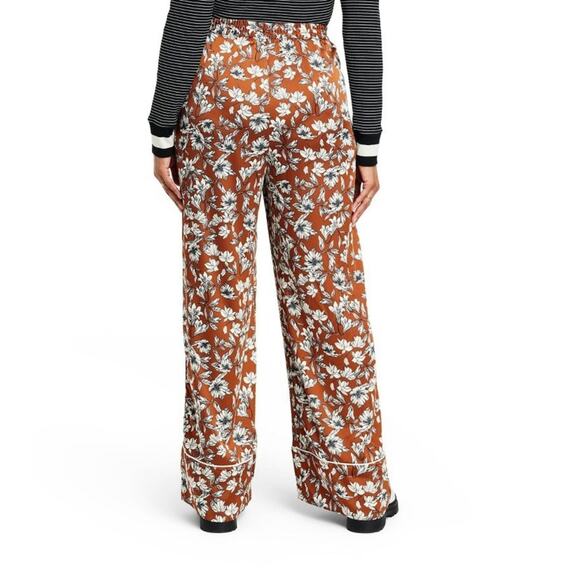 3X🔖 LA LIGNE x Target Women's Floral Wide Leg Trousers - Brown White - Picture 7 of 15